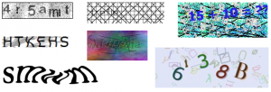 Various captchas from wikimedia.