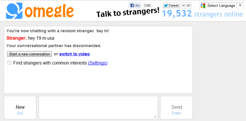 A typical Omegle chat